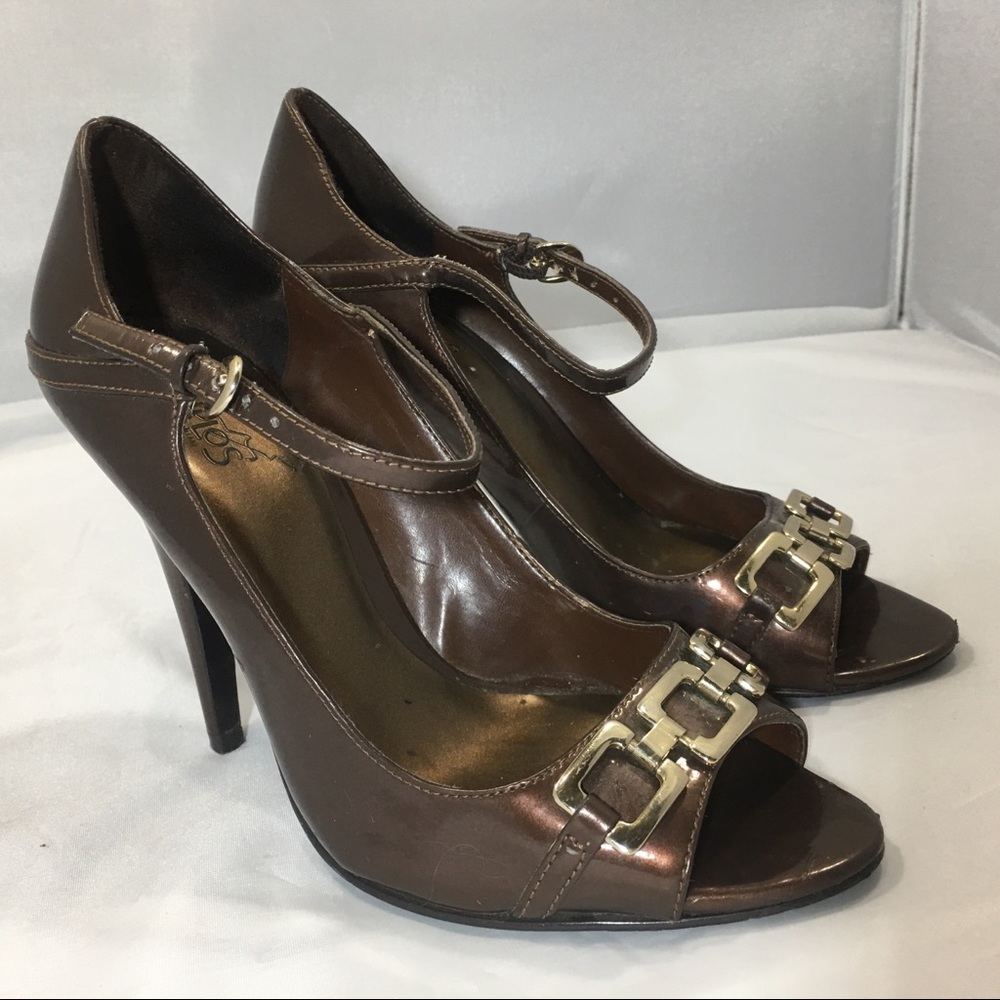 3/$30 Carlos Santana Brown Peep Toe stiletto